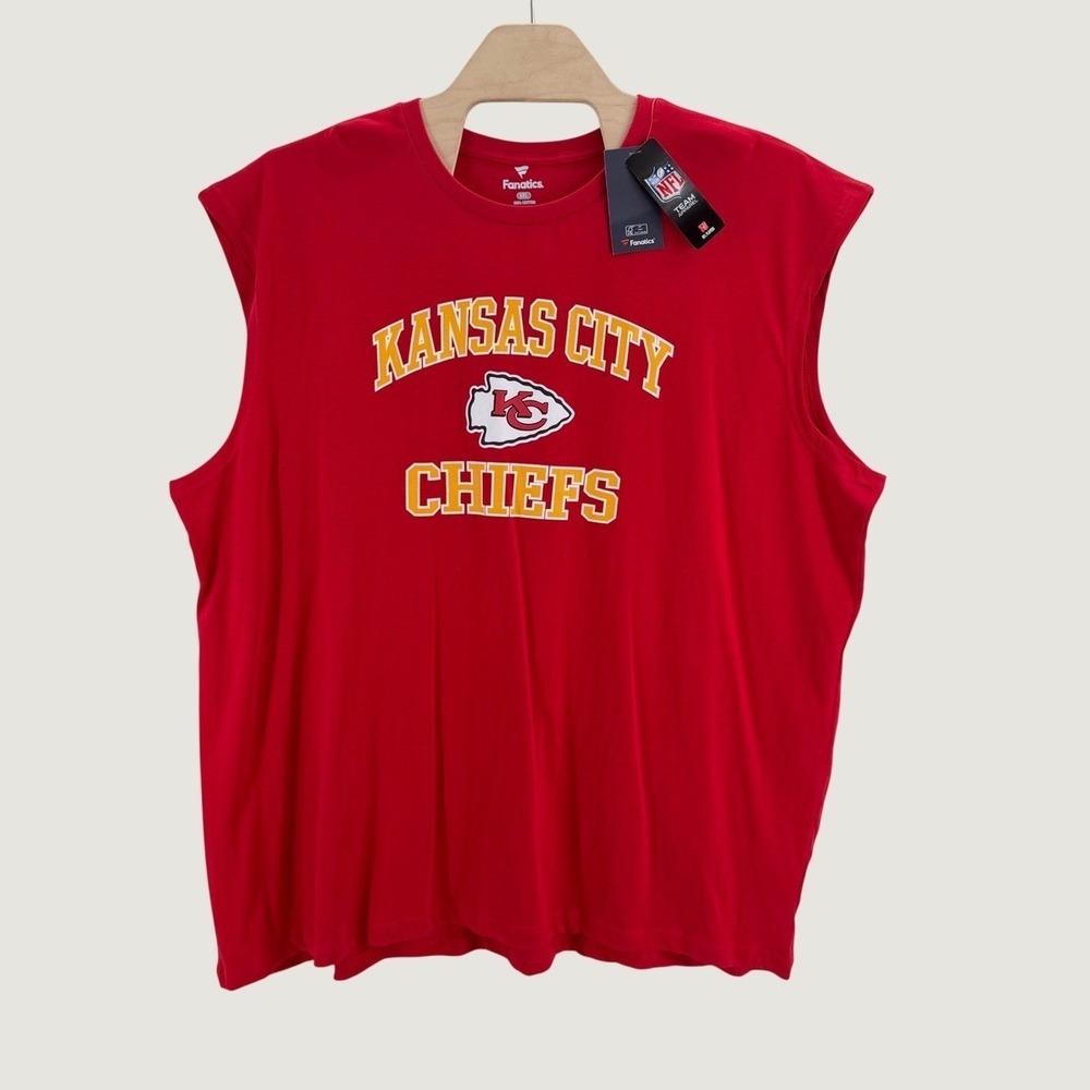 Fanatics Travis Kelce Chiefs Muscle Tee 5XL Cutoff Shirt Red NFL Gameday Jersey